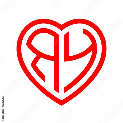 Free Download initial letters logo ry red monogram heart love shape - GFXLoad