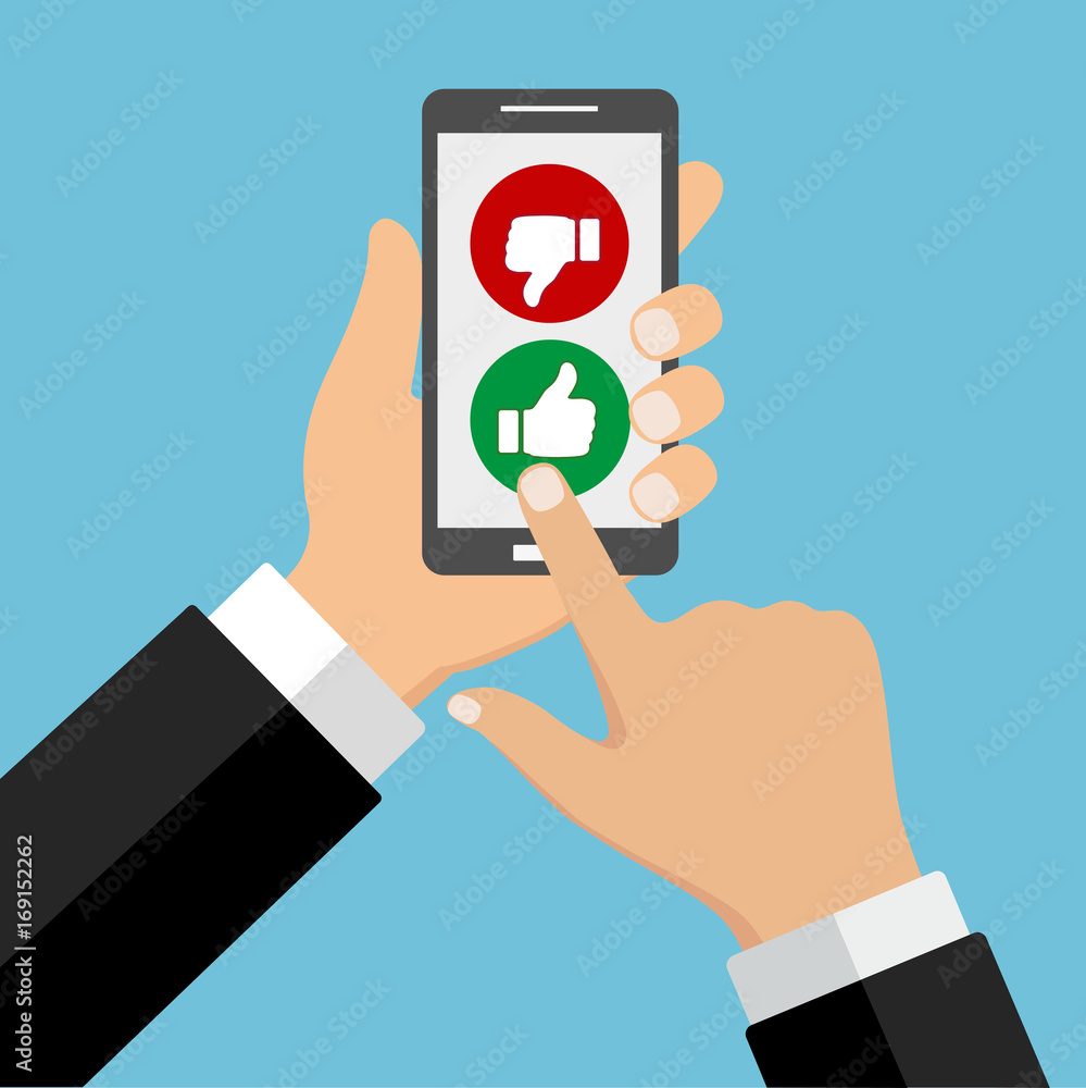 Rating in hand with phone Rating in hand with phone