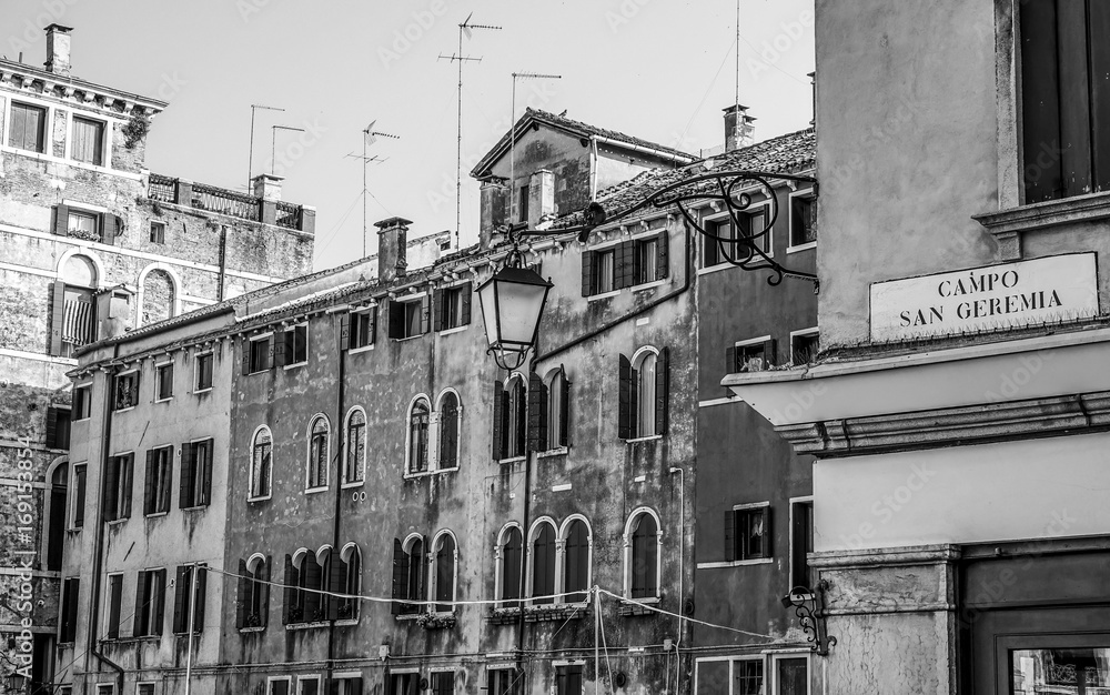 Beautiful colorful buildings in the city center of Verona Italy - Italian style