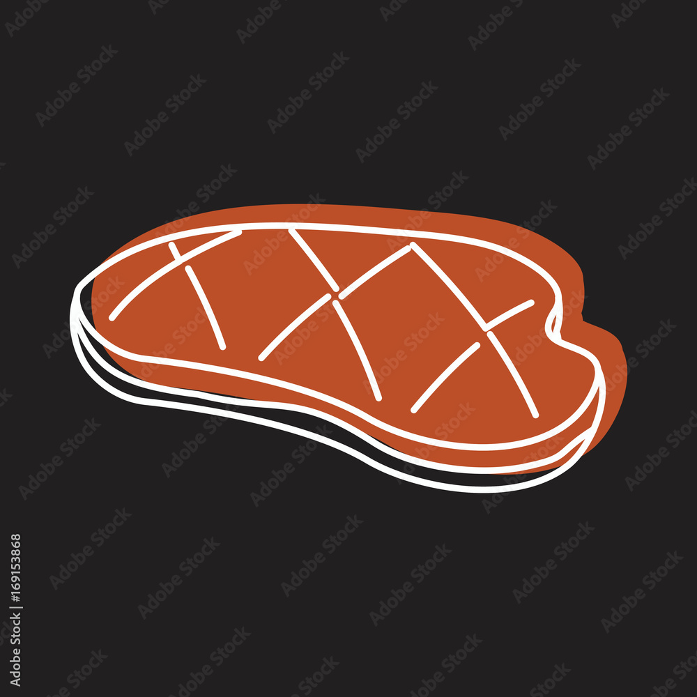Meat steak grill in line with color silhouette style icon vector illustration for design