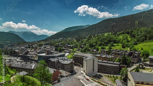 Aerial panoramic timelapse of La Massana, Andorra. photo