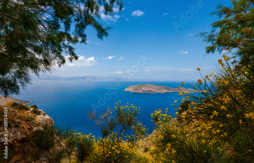 View of Mirabello Bay and Pseira Island, Sitia, Crete, Greece