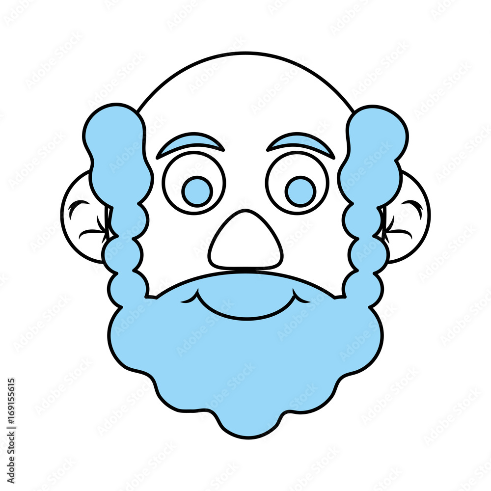 Flat line monocromatic old man head over white background vector illustation Flat line monocromatic old man head over white background vector illustation