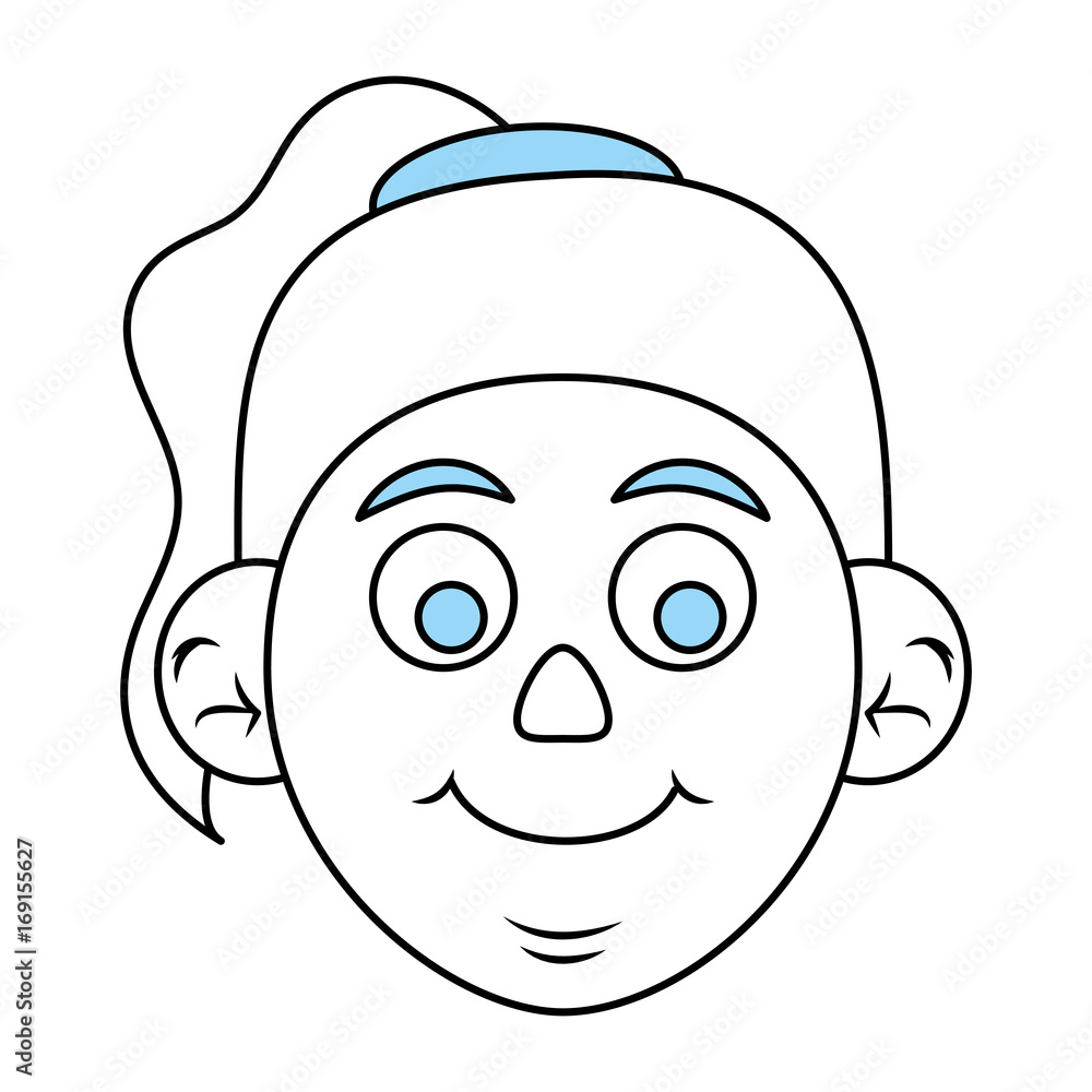 Flat line monocromatic old woman head over white background vector illustartion Flat line monocromatic old woman head over white background vector illustartion