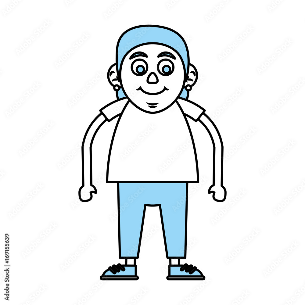 Flat line monocromatic old woman over white background vector illustration Flat line monocromatic old woman over white background vector illustration