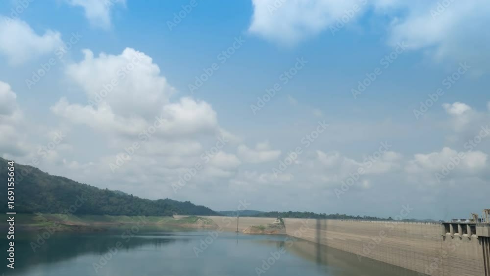 4k Timelapse motion of Khun Dan Prakan Chon Dam, Roller Compacted Concrete Dam, Nakornnayok, Thailand. 4k Timelapse motion of Khun Dan Prakan Chon Dam, Roller Compacted Concrete Dam, Nakornnayok, Thailand.