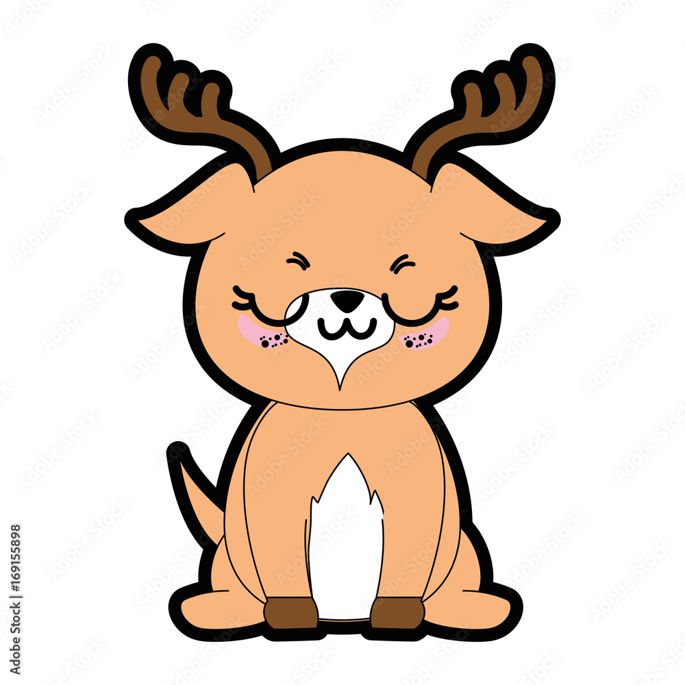 Obraz premium kawaii deer animal icon over white background colorful design vector illustration