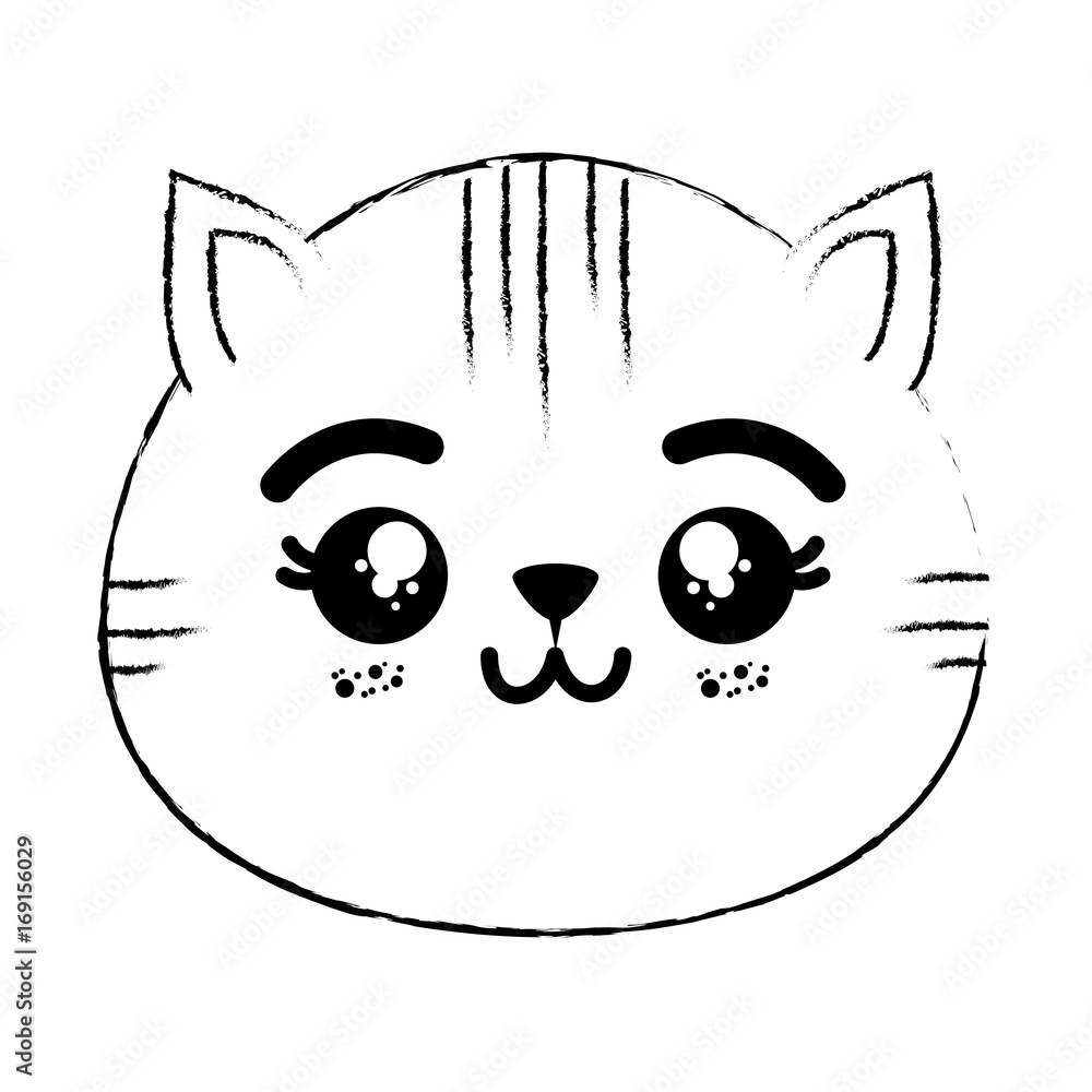 kawaii cat icon over white background vector illustration kawaii cat icon over white background vector illustration