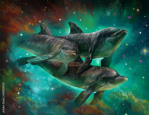 Дельфины в космосе © gekata1989