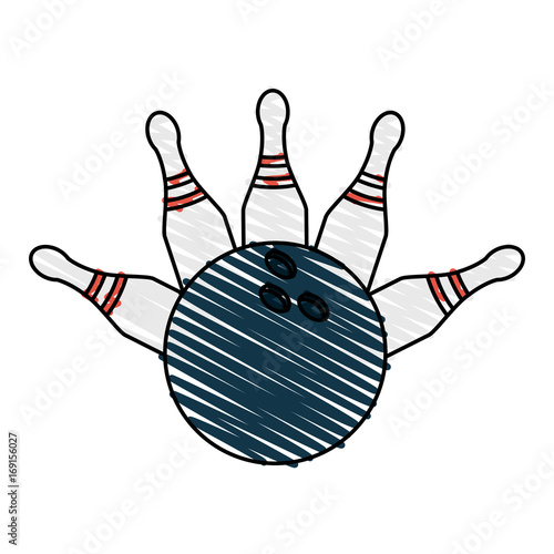Colorful bowling  doodle  over white background vector illustration