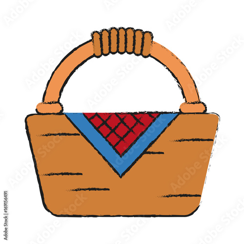 Colorful hamper doodle over white background vector illustration