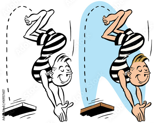A man diving off of a diving board