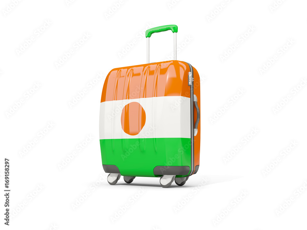 Luggage with flag of niger. Suitcase isolated on white Luggage with flag of niger. Suitcase isolated on white