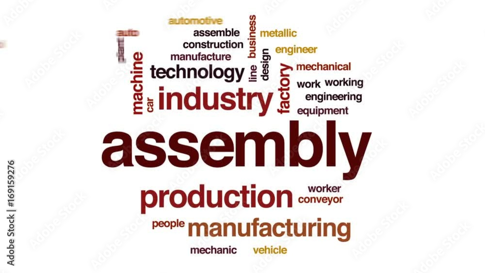 Assembly animated word cloud, text design animation. Assembly animated word cloud, text design animation.