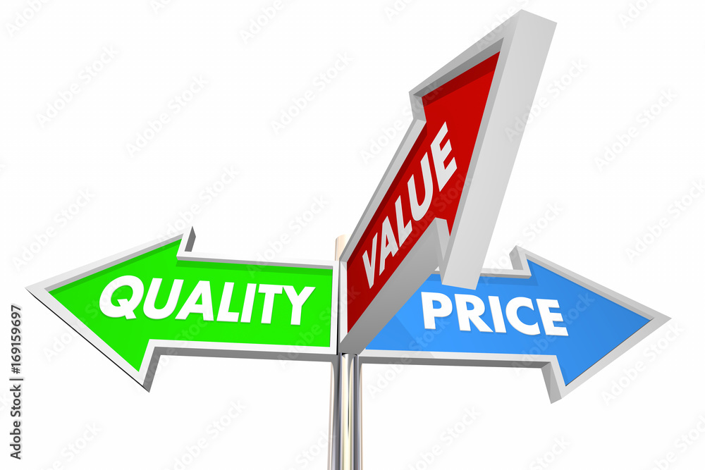 Quality Price Value 3 Way Signs Best Choices 3d Illustration Quality Price Value 3 Way Signs Best Choices 3d Illustration