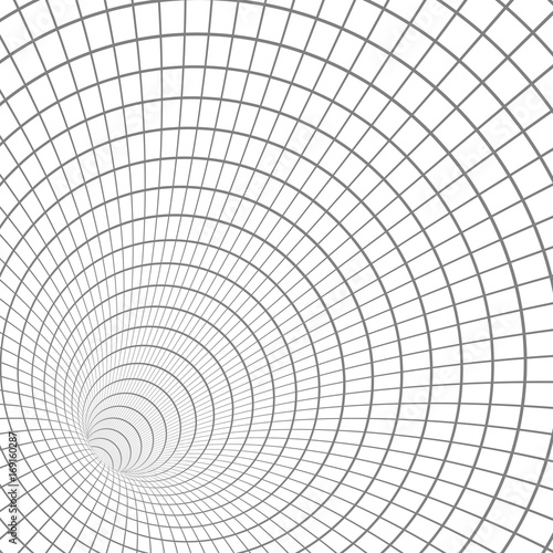 Fototapeta Naklejka Na Ścianę i Meble -  Illustration of Vector Spiral Tunnel. Wireframe Technology Vortex Tunnel Illusion Background