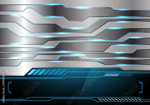 Abstract metal blue light technology black monitor for text place design modern futuristic background vector illustration.