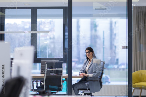 Businesswoman using tablet