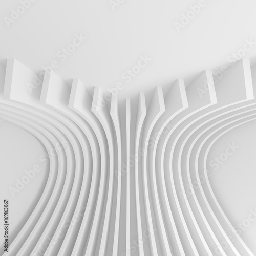 Fototapeta Naklejka Na Ścianę i Meble -  White Architecture Circular Background. Futuristic Interior Design