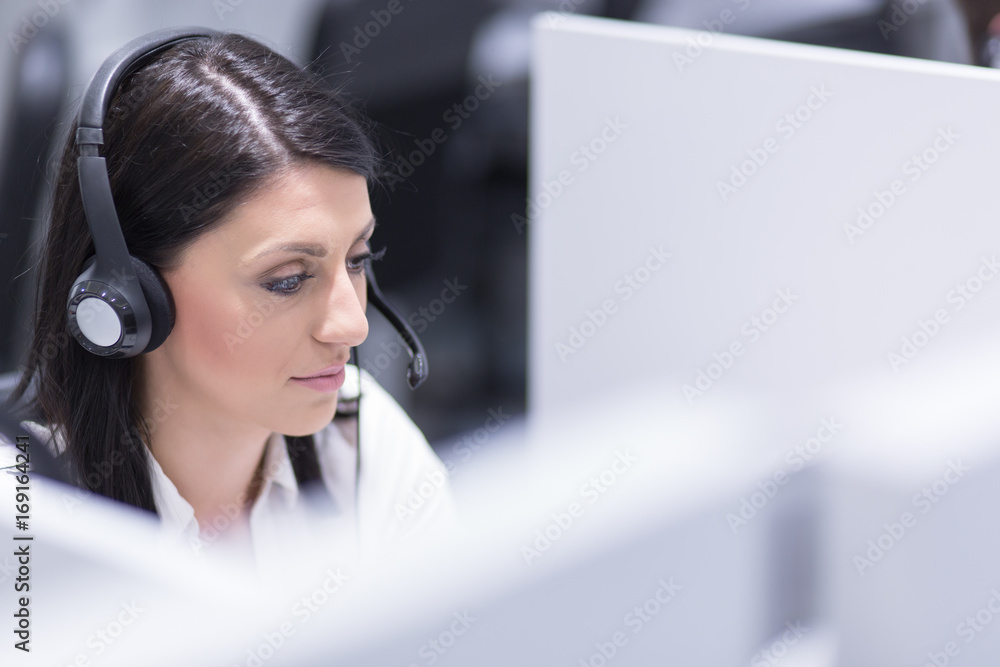 female call centre operator doing her job female call centre operator doing her job