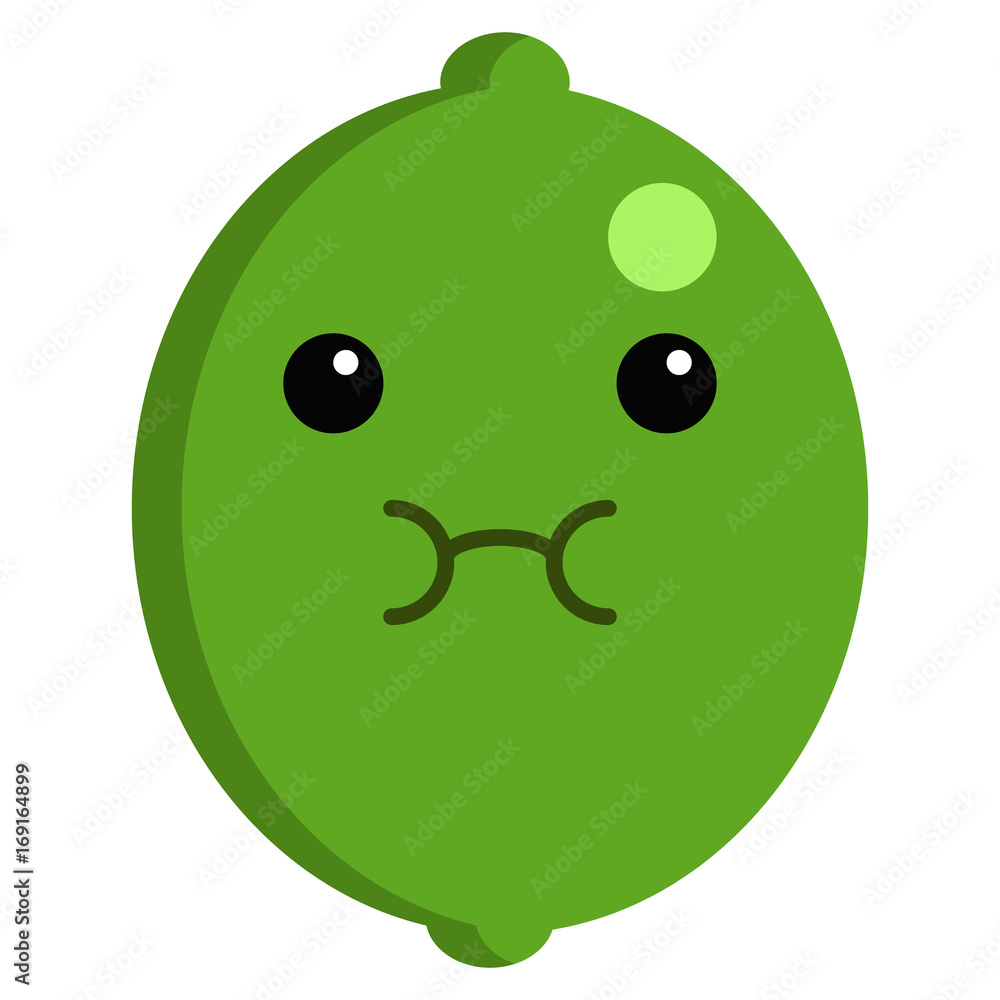 Lime nauseated face emoji vector illustration. Flat style design