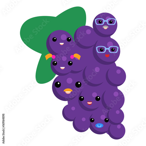 Grapes family emoji vector illustration. Flat style design. Colorful graphics