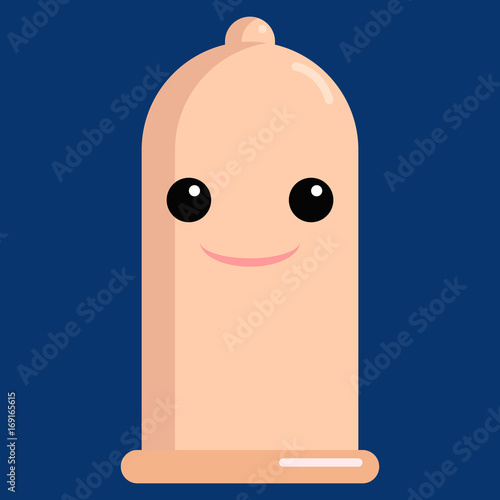 Smiling Face condom emoji vector illustration. Flat style design. Colorful graphics