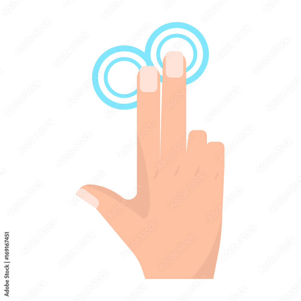 Double tap with two fingers touch screen hand gestures vector illustration. Flat style design. Colorful graphics Double tap with two fingers touch screen hand gestures vector illustration. Flat style design. Colorful graphics