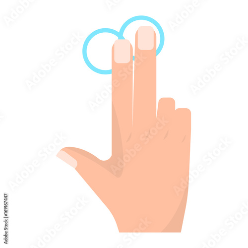 Double click with two fingers touch screen hand gesture vector illustration. Flat style design. Colorful graphics