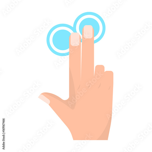 Double touch and hold gesture with two fingers vector illustration. Flat style design. Colorful graphics