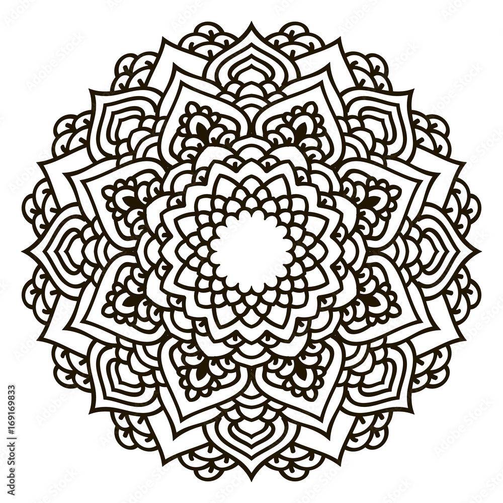 Mandala. Black and white decorative element. Picture for coloring. Mandala. Black and white decorative element. Picture for coloring.
