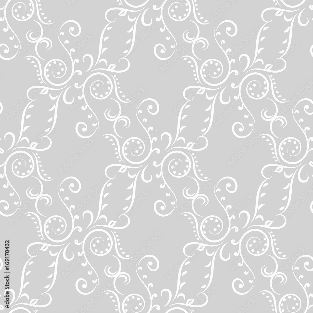 Seamless pattern with gray wallpaper ornaments