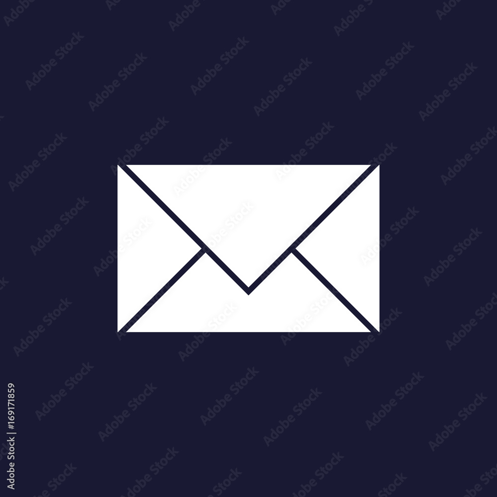 Vector icon envelope, message, mail. Vector white icon on dark blue background. Vector icon envelope, message, mail. Vector white icon on dark blue background.