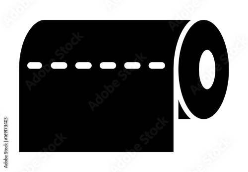 Roll of horizontal disposable paper towels flat vector icon for apps and websites
