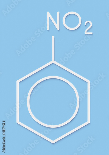 Nitrobenzene solvent molecule. Skeletal formula. photo