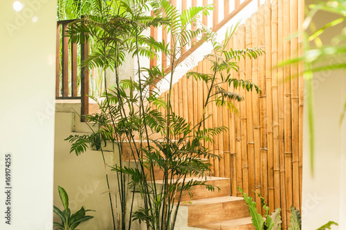 a nice traditional bamboo interior design on stair photo taken in yogyakarta indonesia