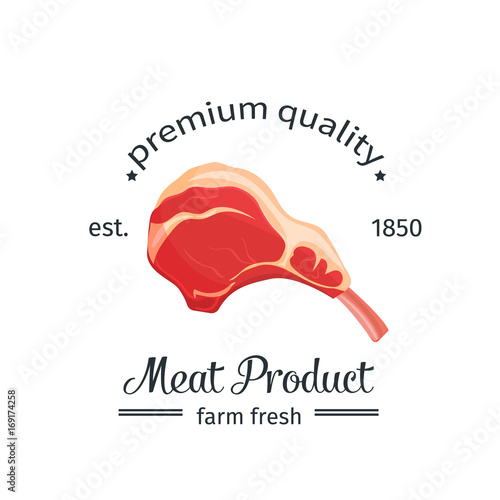 Lamb chop vintage vector emblem