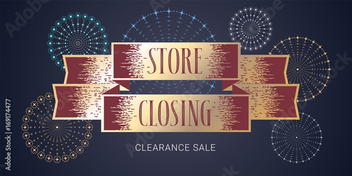 Store closing clearance sale vector illustration, background