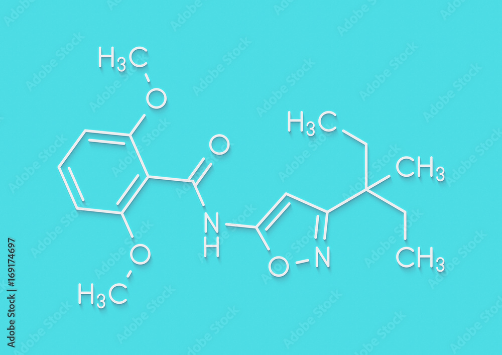 Fototapeta premium Isoxaben herbicide molecule. Skeletal formula.