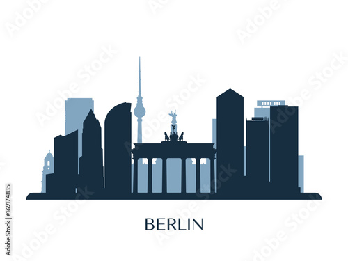 Berlin skyline, monochrome silhouette. Vector illustration.