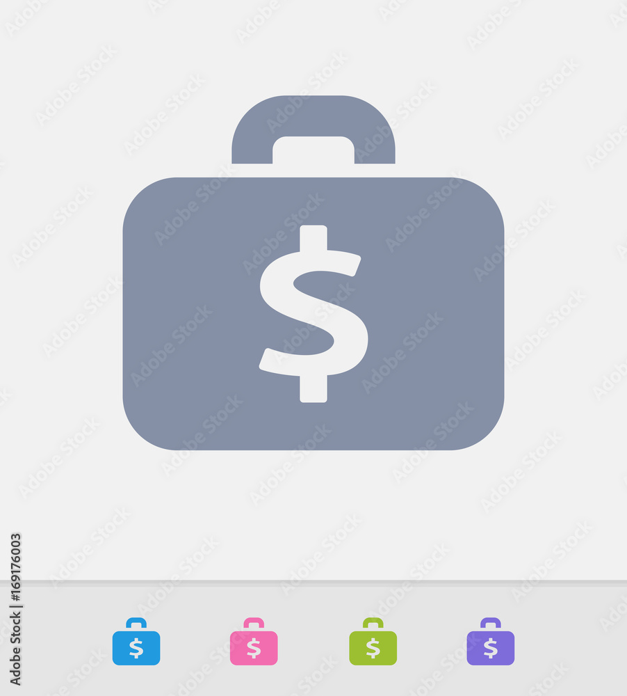 Dollar Suitcase - Granite Icons. A professional, pixel-perfect icon designed on a 32x32 pixel grid and redesigned on a 16x16 pixel grid for very small sizes.
