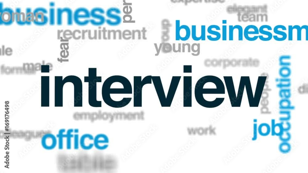 Interview animated word cloud, text design animation. Interview animated word cloud, text design animation.