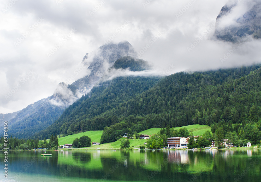 Fototapeta premium summer landscape on Hintersee lake, Bavaria. Germany Alps