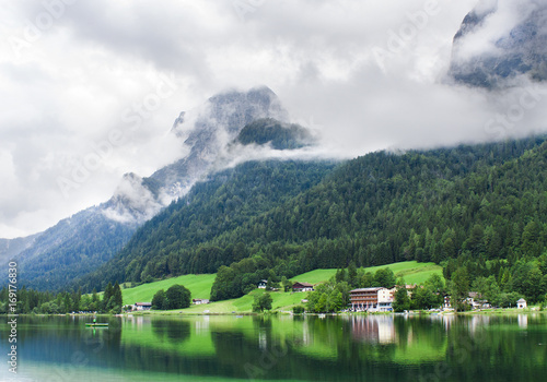 summer landscape on Hintersee lake, Bavaria. Germany Alps