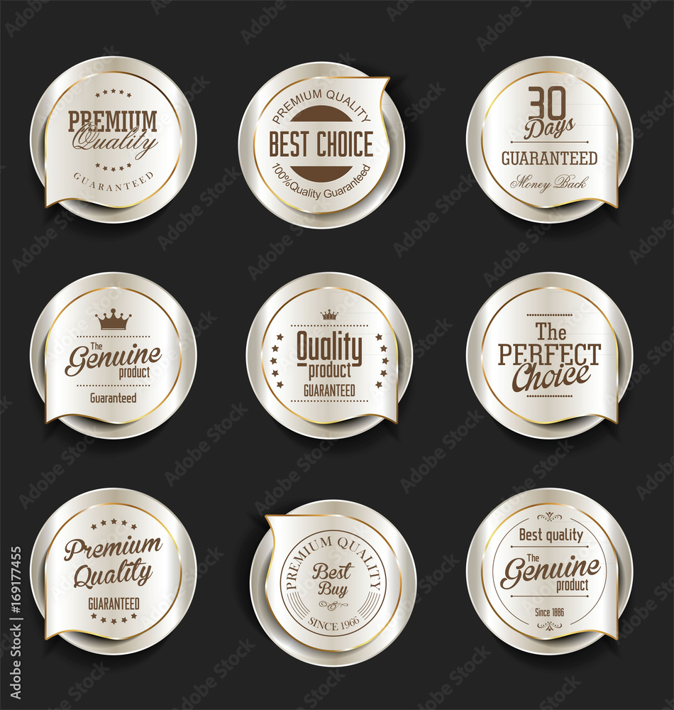 Modern design gold and silver sale badges collection