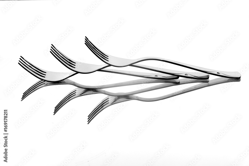 fork and spoon reflection on white background, reflection art fork and spoon reflection on white background, reflection art
