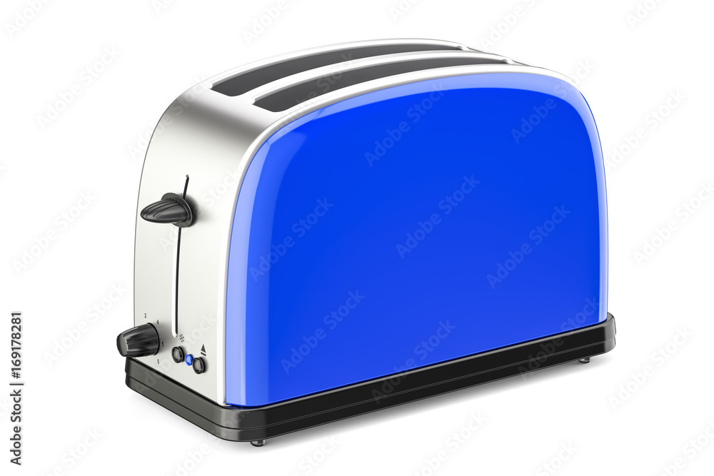 Fototapeta premium Blue toaster, 3D rendering