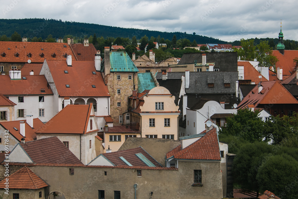 Veduta aerea del centro storico di Cesky Krumlov Veduta aerea del centro storico di Cesky Krumlov
