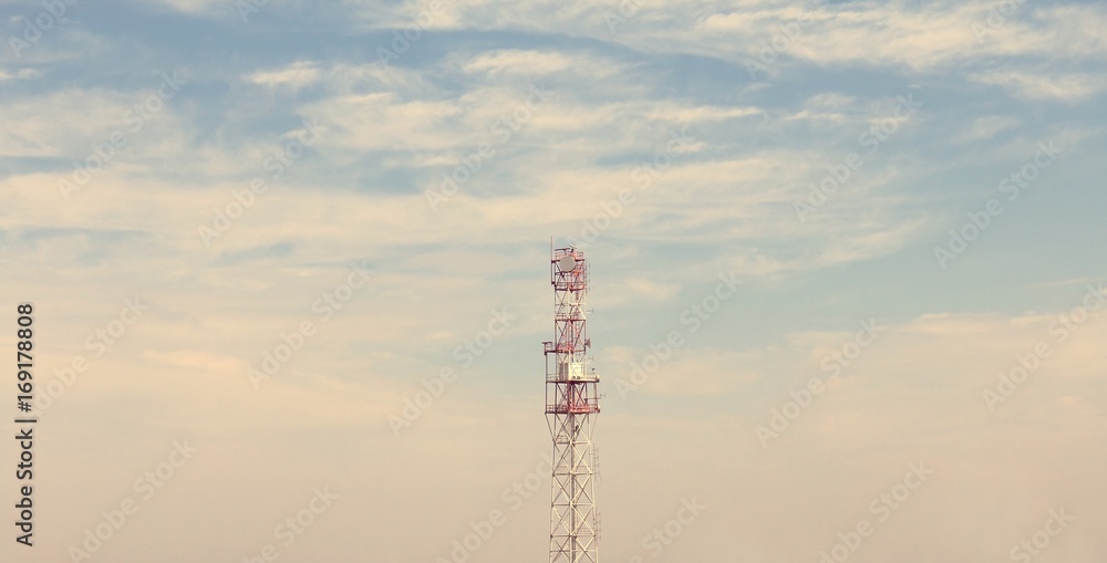 Communication tower at a port Communication tower at a port