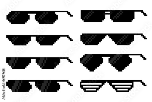 Glasses in pixel art style. A set of accessories for  vision.